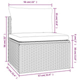 Garden Middle Sofa with Cushion Grey 57x57x56 cm Poly Rattan - Extra Image