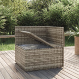 Garden Corner Sofa with Cushion Grey 57x57x56 cm Poly Rattan - Side View