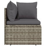 Garden Corner Sofa with Cushion Grey 57x57x56 cm Poly Rattan