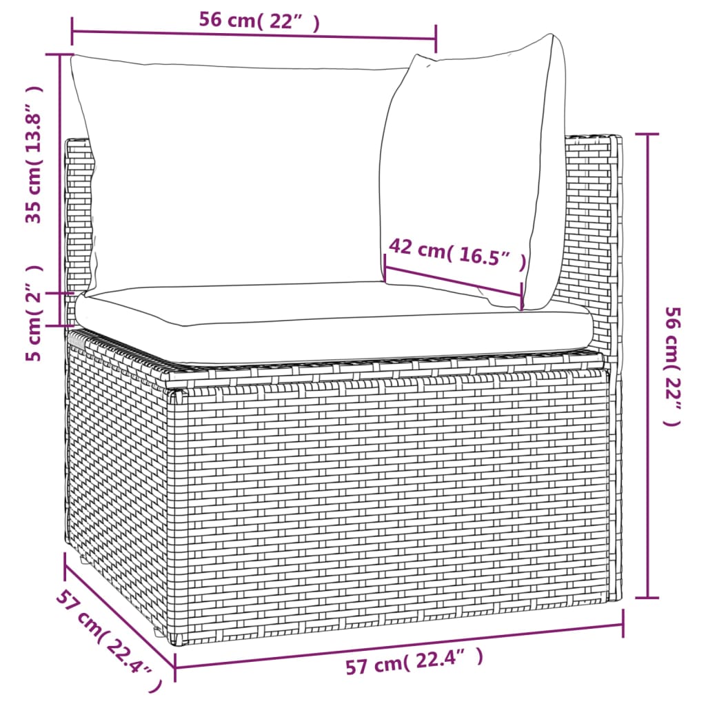 Garden Corner Sofa with Cushion Grey 57x57x56 cm Poly Rattan