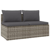 2-Seater Garden Sofa with Cushions Grey Poly Rattan - Front View