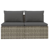 2-Seater Garden Sofa with Cushions Grey Poly Rattan - Top-Down View