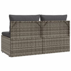 2-Seater Garden Sofa with Cushions Grey Poly Rattan