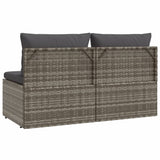 2-Seater Garden Sofa with Cushions Grey Poly Rattan - Rear View