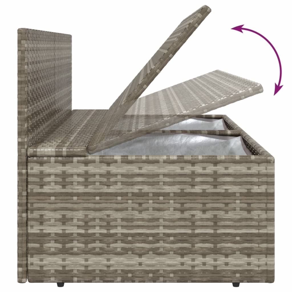 2-Seater Garden Sofa with Cushions Grey Poly Rattan