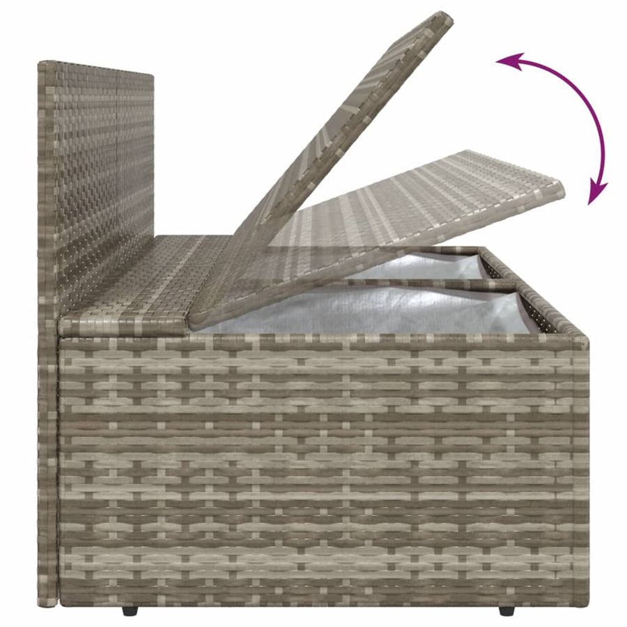 2-Seater Garden Sofa with Cushions Grey Poly Rattan