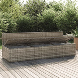 3-Seater Garden Sofa with Cushions Grey Poly Rattan - Side View