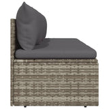 3-Seater Garden Sofa with Cushions Grey Poly Rattan - 45-Degree Angle
