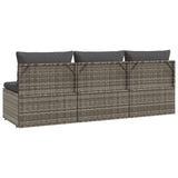 3-Seater Garden Sofa with Cushions Grey Poly Rattan - Rear View