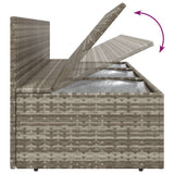 3-Seater Garden Sofa with Cushions Grey Poly Rattan - Low Angle