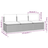 3-Seater Garden Sofa with Cushions Grey Poly Rattan - Extra Image