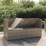 2-Seater Garden Sofa with Cushions Grey Poly Rattan - Side View