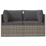 2-Seater Garden Sofa with Cushions Grey Poly Rattan - Top-Down View