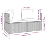 2-Seater Garden Sofa with Cushions Grey Poly Rattan