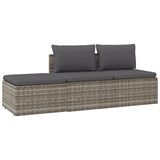 3 Piece Garden Lounge Set with Cushions Grey Poly Rattan - Front View