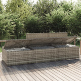 3 Piece Garden Lounge Set with Cushions Grey Poly Rattan - Side View