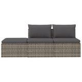3 Piece Garden Lounge Set with Cushions Grey Poly Rattan - Top-Down View