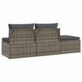 3 Piece Garden Lounge Set with Cushions Grey Poly Rattan - Rear View