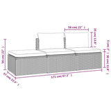 3 Piece Garden Lounge Set with Cushions Grey Poly Rattan - Extra Image