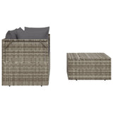 3 Piece Garden Lounge Set with Cushions Grey Poly Rattan - 45-Degree Angle