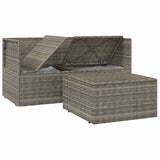 3 Piece Garden Lounge Set with Cushions Grey Poly Rattan - Close-Up Angle