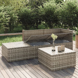 4 Piece Garden Lounge Set with Cushions Grey Poly Rattan - Side View