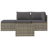 4 Piece Garden Lounge Set with Cushions Grey Poly Rattan - Top-Down View