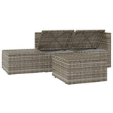 4 Piece Garden Lounge Set with Cushions Grey Poly Rattan - Close-Up Angle