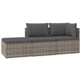 3 Piece Garden Lounge Set with Cushions Grey Poly Rattan - Front View