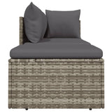 3 Piece Garden Lounge Set with Cushions Grey Poly Rattan - 45-Degree Angle
