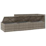 3 Piece Garden Lounge Set with Cushions Grey Poly Rattan - Close-Up Angle