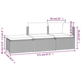 3 Piece Garden Lounge Set with Cushions Grey Poly Rattan - Extra Image
