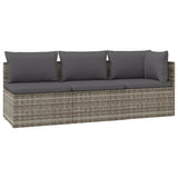 3 Piece Garden Lounge Set with Cushions Grey Poly Rattan