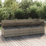3 Piece Garden Lounge Set with Cushions Grey Poly Rattan - Side View