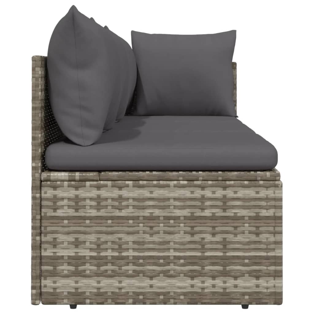 3 Piece Garden Lounge Set with Cushions Grey Poly Rattan