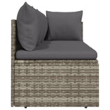 3 Piece Garden Lounge Set with Cushions Grey Poly Rattan - 45-Degree Angle