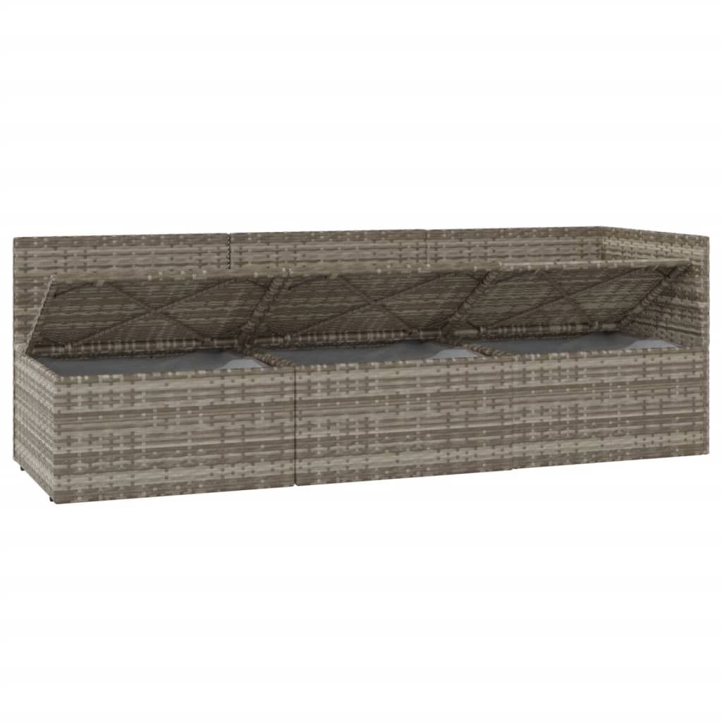 3 Piece Garden Lounge Set with Cushions Grey Poly Rattan