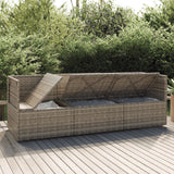 3 Piece Garden Lounge Set with Cushions Grey Poly Rattan - Side View