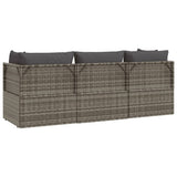 3 Piece Garden Lounge Set with Cushions Grey Poly Rattan