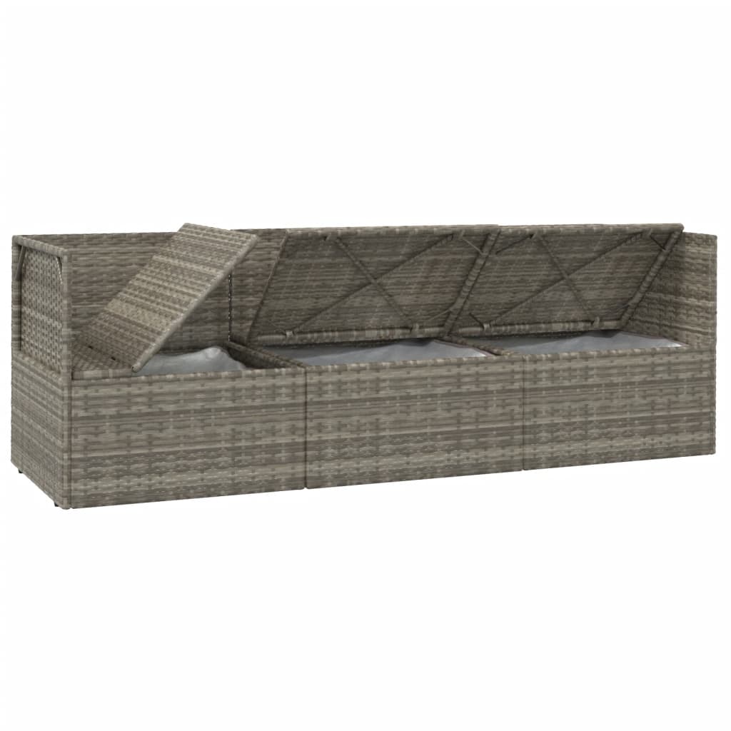 3 Piece Garden Lounge Set with Cushions Grey Poly Rattan