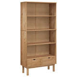 Bookcase OTTA with 2 Drawers Brown Solid Wood Pine - Front View