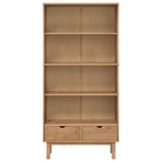 Bookcase OTTA with 2 Drawers Brown Solid Wood Pine