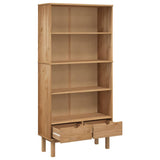 Bookcase OTTA with 2 Drawers Brown Solid Wood Pine - 45-Degree Angle