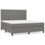 Box Spring Bed with Mattress Dark Grey 152x203 cm Queen Fabric
