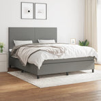 Box Spring Bed with Mattress Dark Grey 152x203 cm Queen Fabric