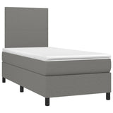 Box Spring Bed with Mattress Dark Grey 106x203 cm King Single Size Fabric - Side View