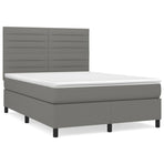 Box Spring Bed with Mattress Dark Grey 137x190 cm Double Fabric