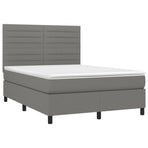 Box Spring Bed with Mattress Dark Grey 137x190 cm Double Fabric