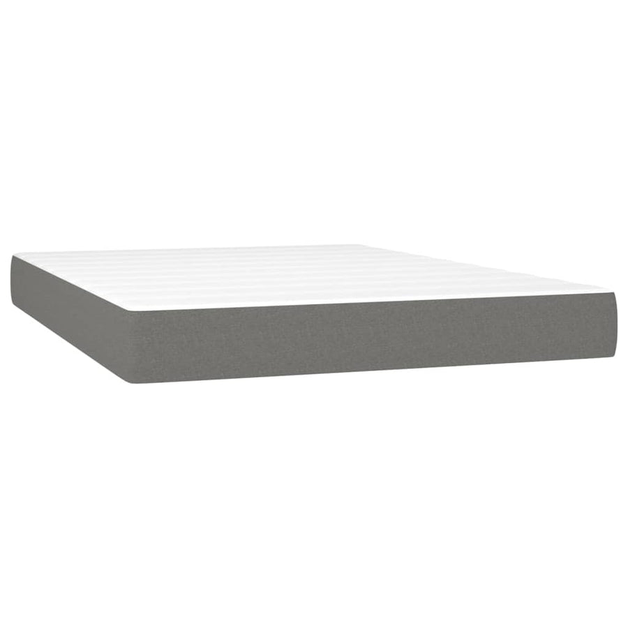 Box Spring Bed with Mattress Dark Grey 137x190 cm Double Fabric