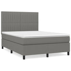 Box Spring Bed with Mattress Dark Grey 137x190 cm Double Fabric